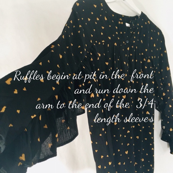 LC Lauren Conrad Heart Flounce Blouse Yellow Black - Picture 6 of 8